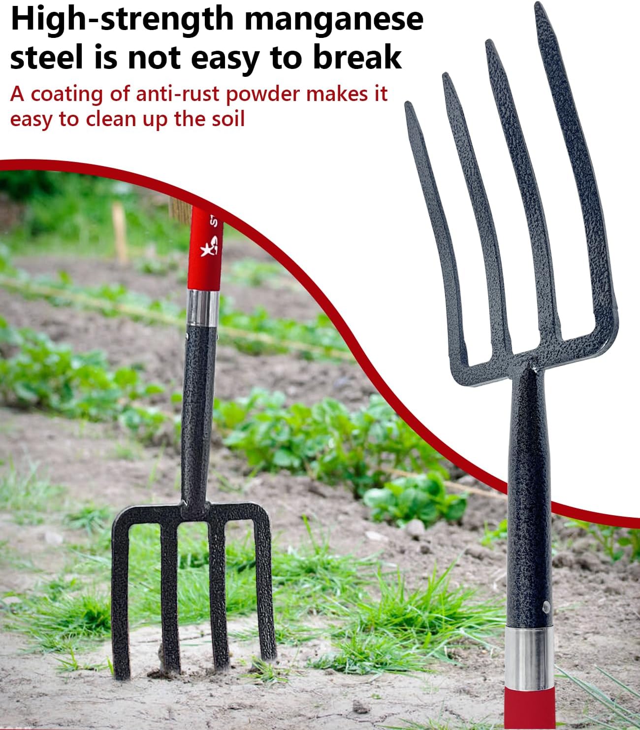 Digging Spading Fork Forged Steel with D Grip Handle 41” Premium 4-Tine Spading Digging Fork Sturdy Metal D-Grip Multi-Purpose Virtually Unbreakable Gardening Tool