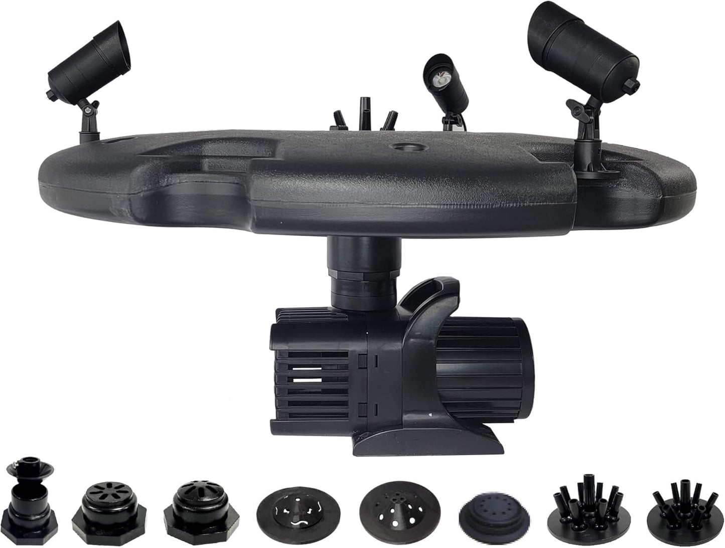 HALF OFF PONDS Floating Fountain – 1.2 HP Pond Aerator, 100' Cord – 10,000 GPH Water Pump – 11 Spray Patterns - Color-Changing LED Lights - for Large Ponds, Lakes & Water Gardens