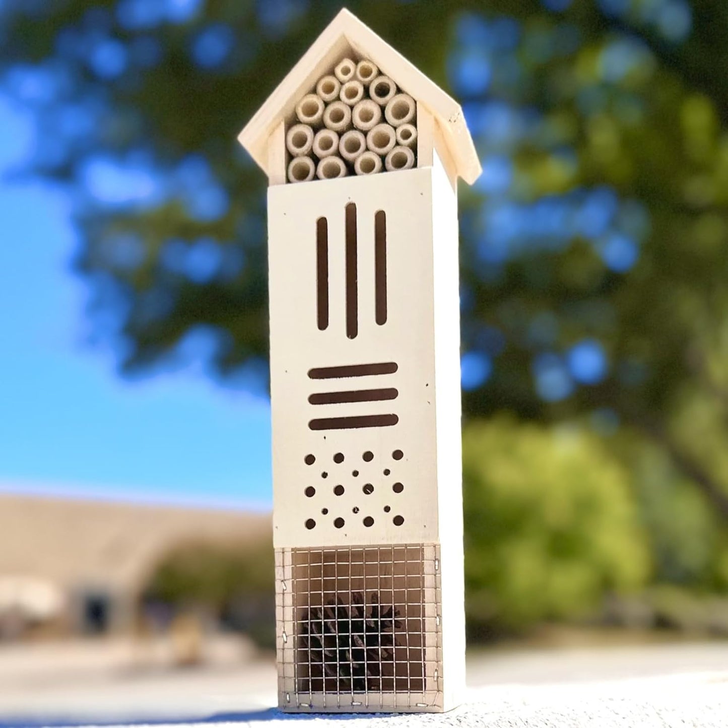 Wooden Insect House, Insect Hotel for Bugs, Bees, Butterflys, Ladybirds, Natural Beneficial Insect Habitat for Garden and Yard