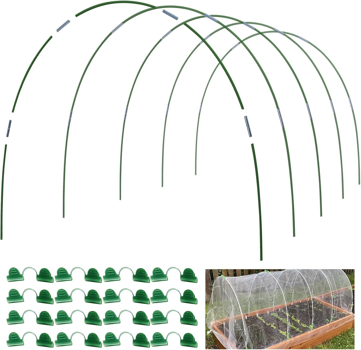 MAXPACE Greenhouse Hoops for 2.7ft or Wider Grow Tunnel, Rust-Free Fiberglass Support Hoops Frame for Garden Fabric, DIY Plant Support Garden Stakes, Gardening Supplies, 25pcs