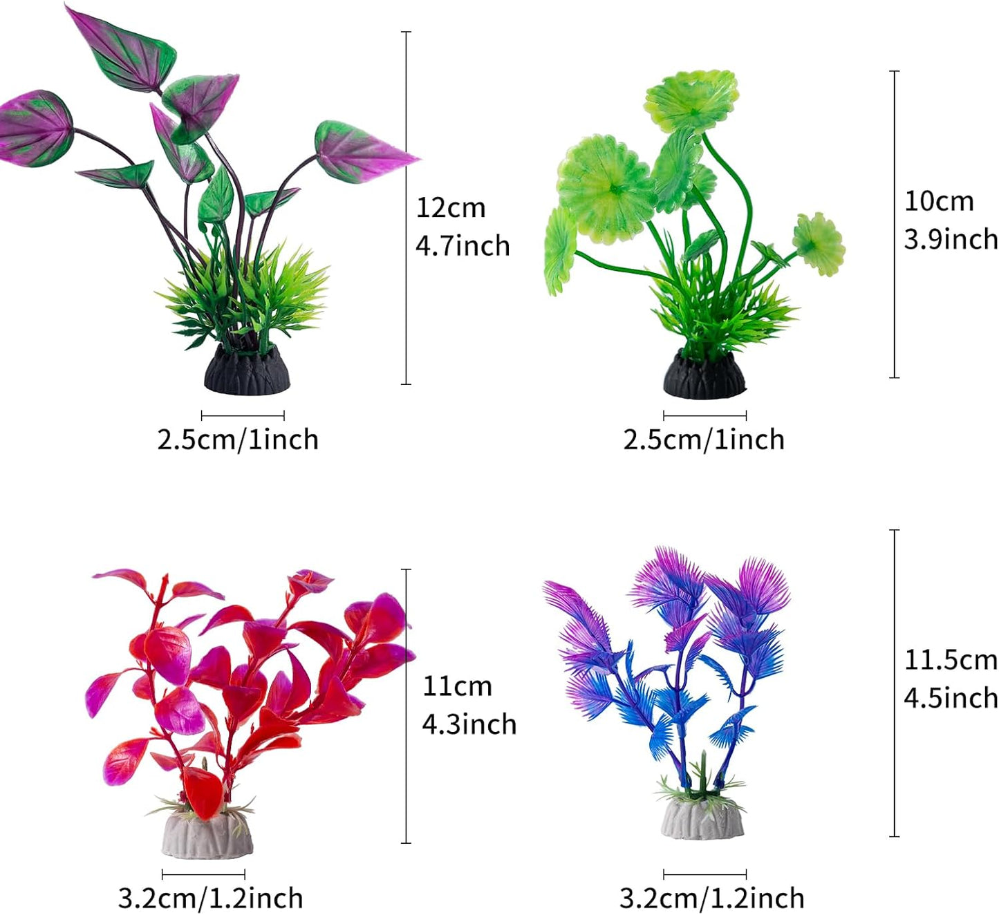 COMSUN 10 Pack Artificial Aquarium Plants, Small Size 4 inch Approximate Height Fish Tank Decorations Home Décor Plastic Pink