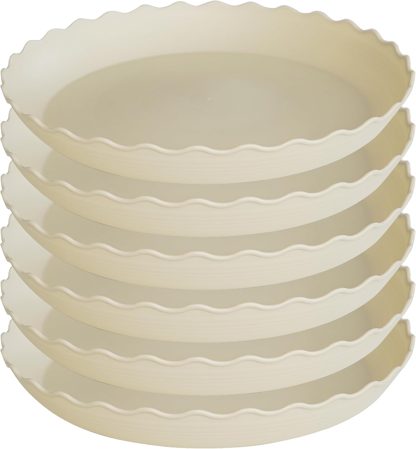 6 Pack Plant Saucer 10 inch, Heavy Duty Plastic Plant Saucers, Durable Plant Tray for Pots, Flower Saucers for Indoors, Plant Pot Saucers, Trays for Planter (Beige)