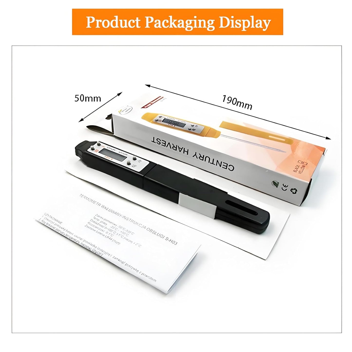 Meat Thermometer - Digital Food Thermometer for Cooking Kitchen - Automatic Calibration Pen Style Electronic Pocket Thermometer for Water Temperature, Barbecue (Red)