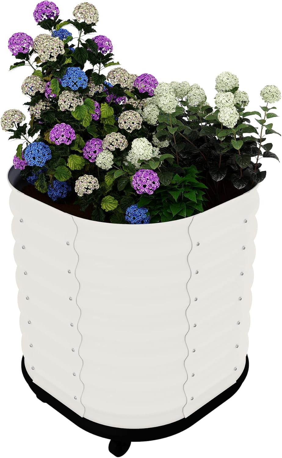 24x24x28in Galvanized Raised Garden Bed with Wheels & Water Reservoir – Durable Outdoor Planter Box, Elevated Raised Beds for Gardening, Portable Garden Box for Indoor/Outdoor Plants,White