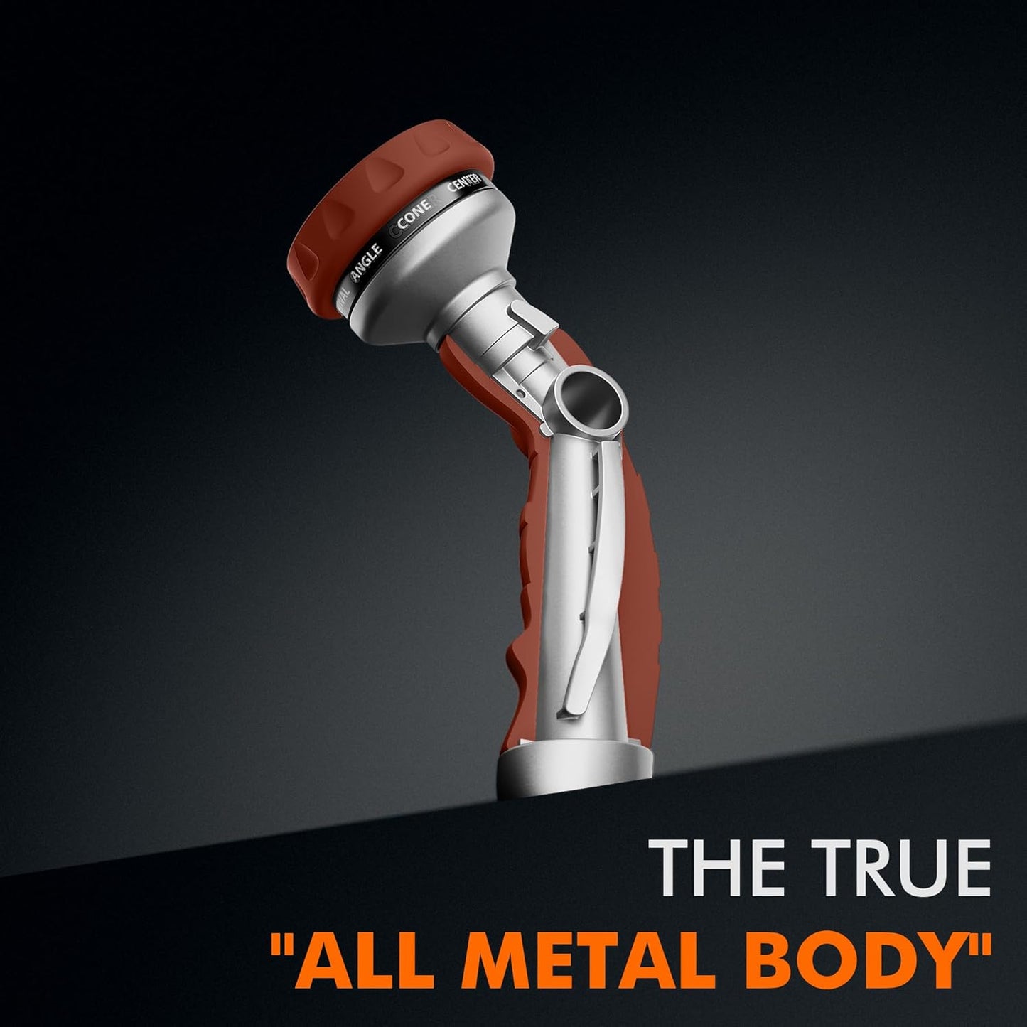 RESTMO Hose Nozzle Heavy Duty, Metal Water Hose Sprayer for Garden, 9 Spray Patterns | High Pressure | Thumb Flow Control | On/Off Valve, Ideal for Lawn & Plant Watering, Car & Pet Washing, Red