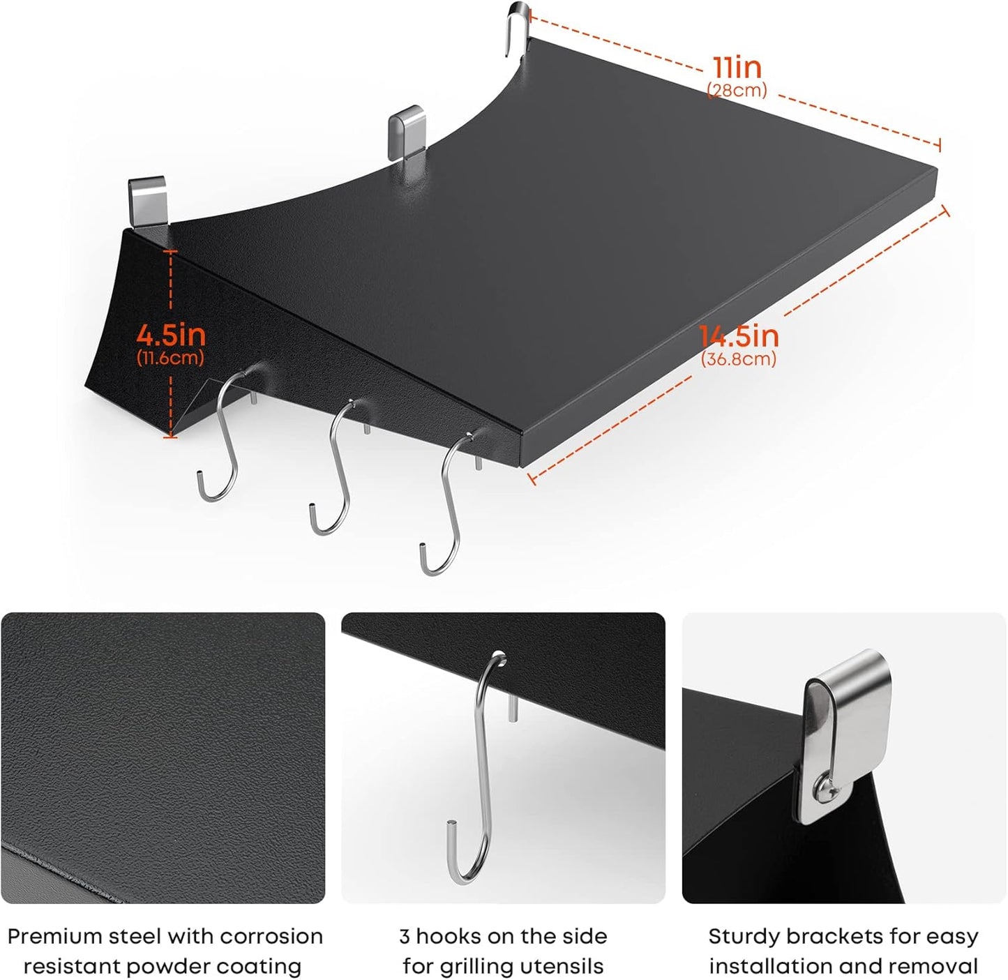 Stanbroil Grill Side Table for 22 Inch Weber Master-Touch & Original Kettle & Original Kettle Premium Charcoal Grills