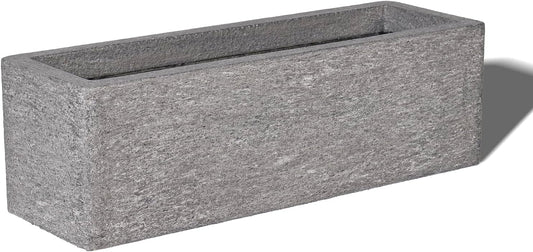 24 Inch Rectangular Concrete Planter,Durable All-Weather Use with Drainage Holes,Large Rectangular Planter for Outdoor Indoor Plants