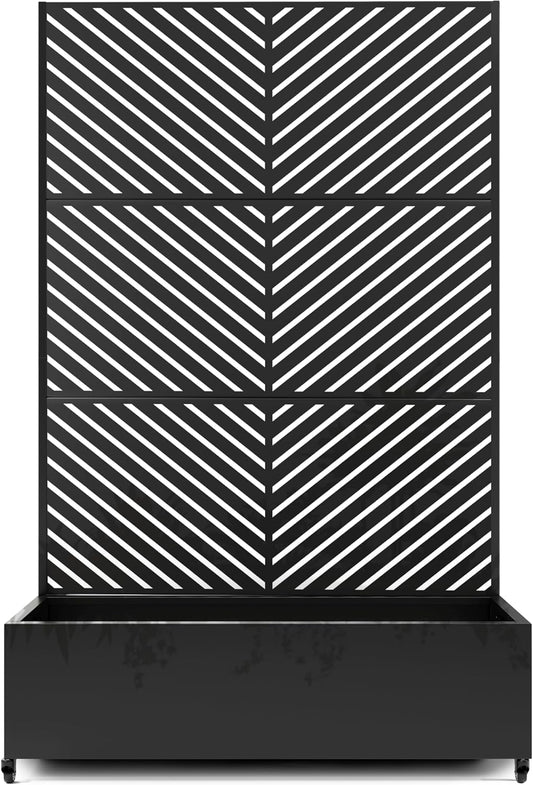 Raised Garden Bed with Trellis and Wheels,73"x47"x16" Metal Raised Garden Bed,Black Parallel Metal Planter with Climbing Trellis for Vines & Vegetables