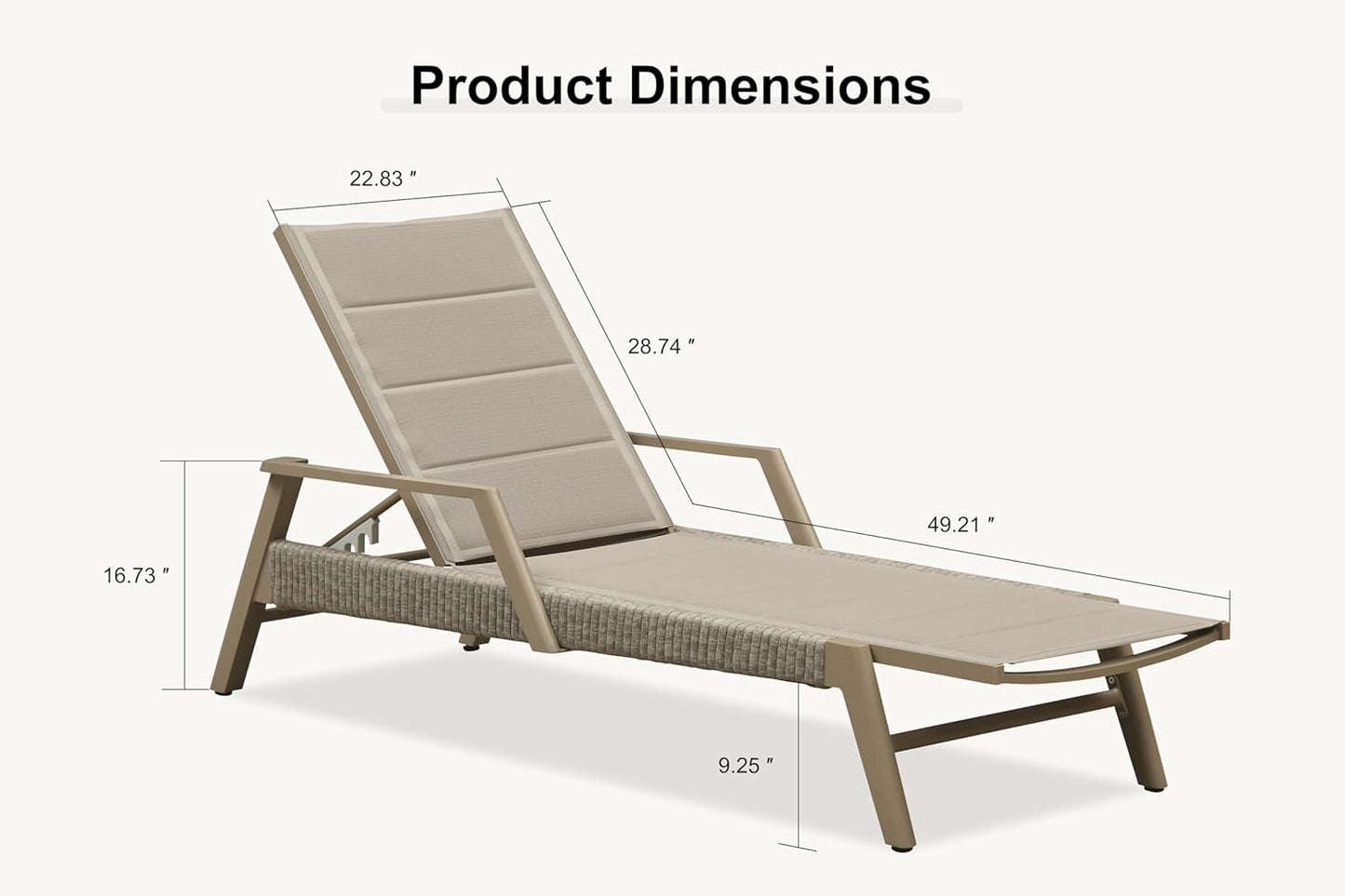 PURPLE LEAF Patio Chaise Lounge Chairs with Armrests Aluminum Reclining Layout Lounges for Outdoor Poolside Nurture Shale