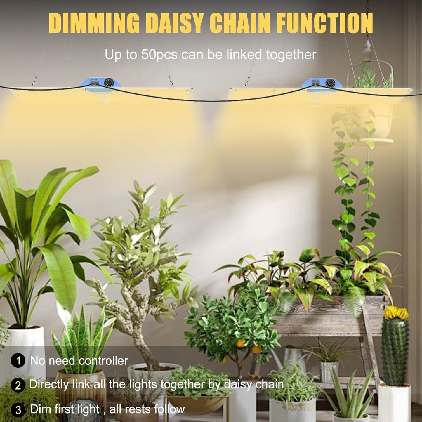 Phlizon PL2000 Plant LED Grow Light with LM281B LEDs Dimmable & Daisy Chain 2x2ft 3x3ft 2x4ft Coverage Full Spectrum Grow Lamp for Indoor Plant Led Grow
