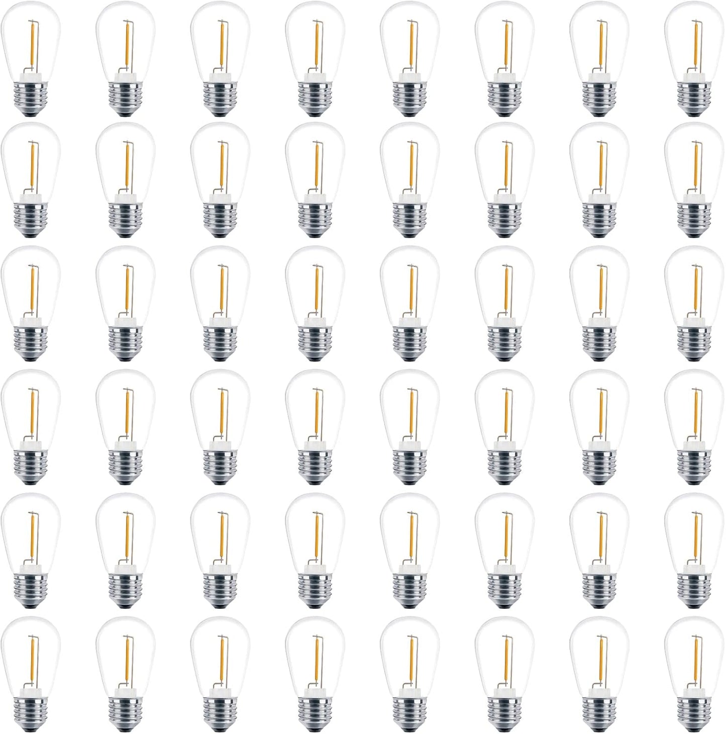 Meconard 48 Pack S14 LED String Light Bulbs, 1 Watt Shatterproof Replacement Bulbs for Patio Outdoor Sting Lights, E26 Medium Screw Base, Warm White 2200K, Non-Dimmable