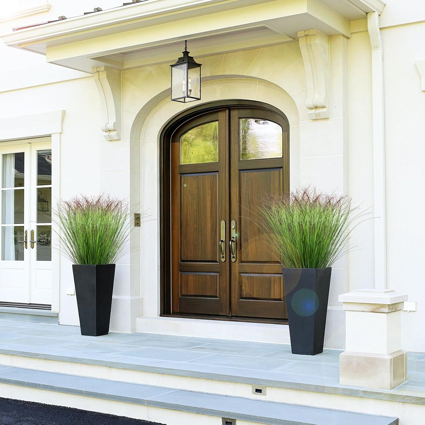 100Pcs Artificial Grass Plants Faux Shrubs Wheat Grass Fake Tall Grass Plants for Outdoor Decor Greenery Stems Weed for Room Indoor Home Decor（Green Red Tail