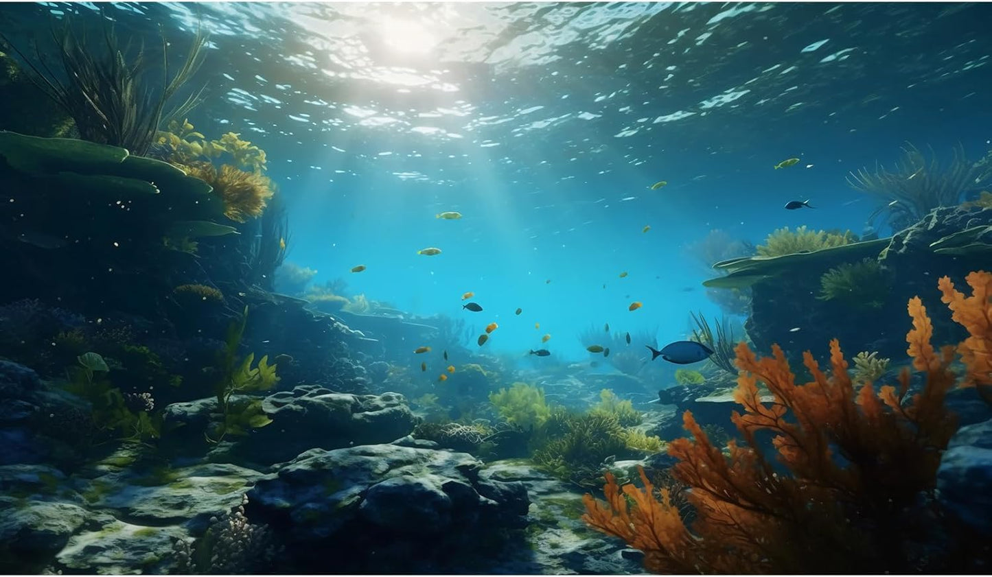 Ocean Floor Fish Tank Background Underwater Rock Aquarium Background Under The Sea Terrarium Backgrounds Aquatic Plants Sunlight Fish Tank Backgrounds Tropical Fish Aquarium Wallpaper 60x24in