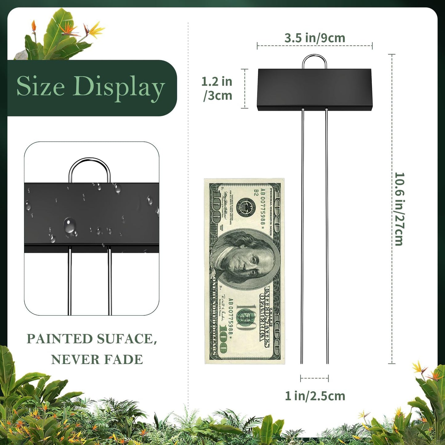 50 Pack Metal Plant Labels for Outdoor Garden Waterproof Plant Markers, Labels Garden Markers for Seedlings Herbs Vegetable Greenhouse Gifts, with Pen - Black