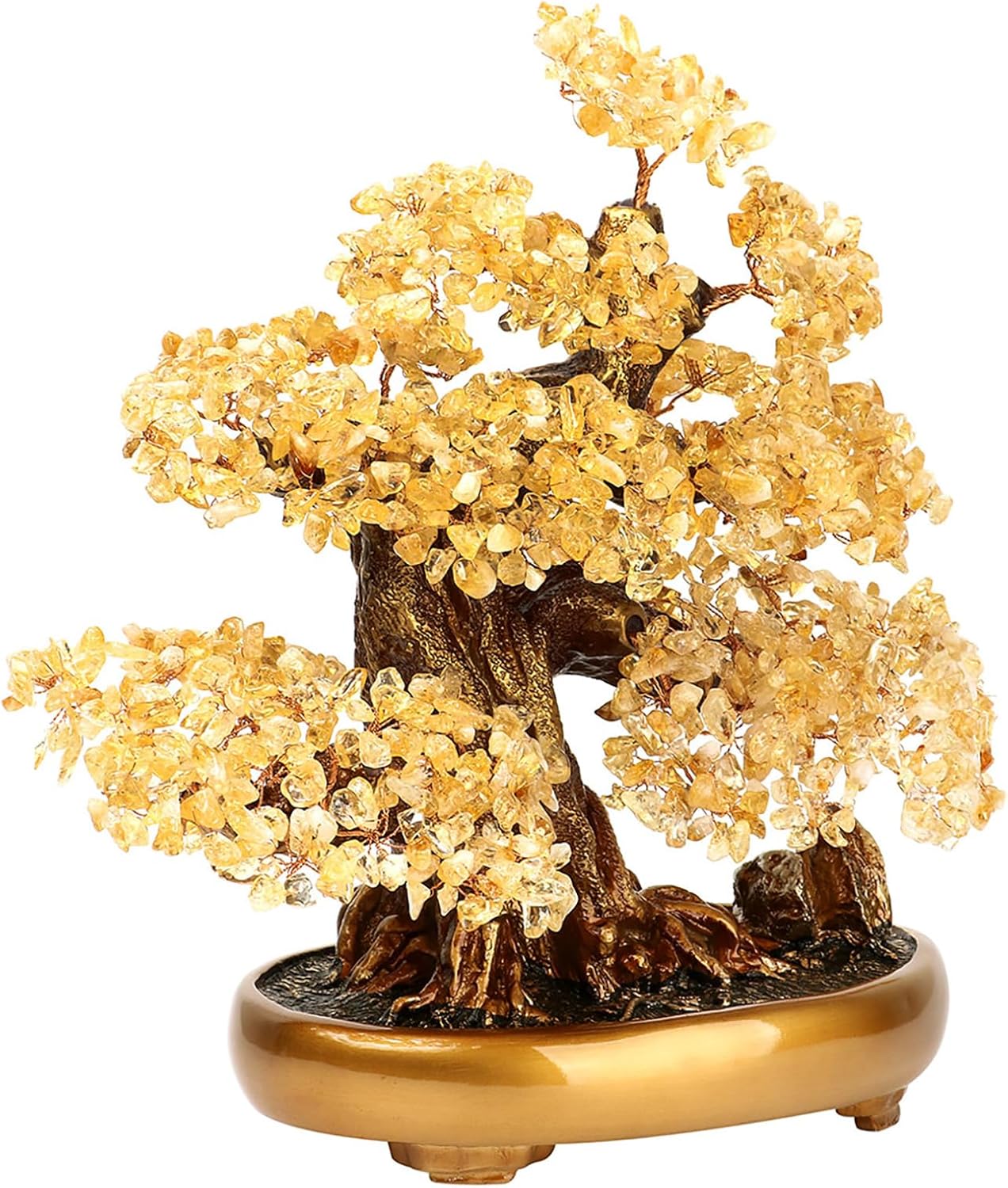 Feng Shui Money Tree Large Crystal Quartz Lucky Tree Gem Tree for Office Home Feng Shui Decoration for Wealth/Fortune and Luck (Citrine)