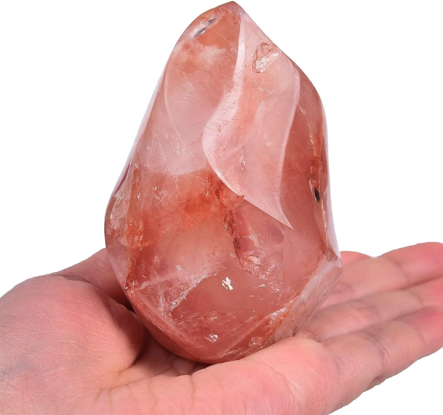 AMOYSTONE Red Hematoid Flame Shaped Stone Towers Obelisk Natural Healing Crystal Quartz Reiki Energy Decoration Home Office Small 1.0LBS