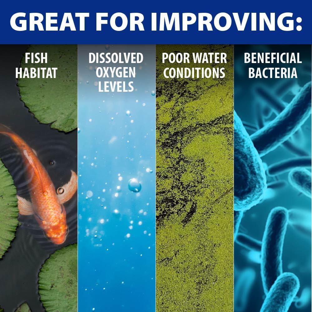 The Pond Guy Pond Aerator 2, Complete Aeration Kit, Add Oxygen to Koi & Fish Water Garden Ponds, Outdoor Diaphragm Compressor Pump, Air Line, Faux Grey Stone Rock Cover & 2 Submersible Diffuser Stick