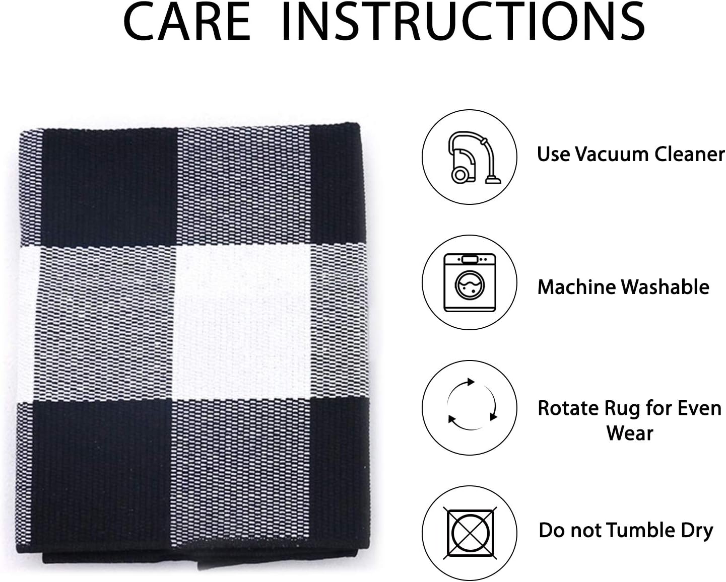 IOHOUZE Cotton Buffalo Plaid Check Rug Outdoor Doormat 27.5 x 43 Inches Washable Woven Outdoor Indoor Welcome Mats for Front Door/Farmhouse/Entryway/Home Entrance black and White Outdoor Rug