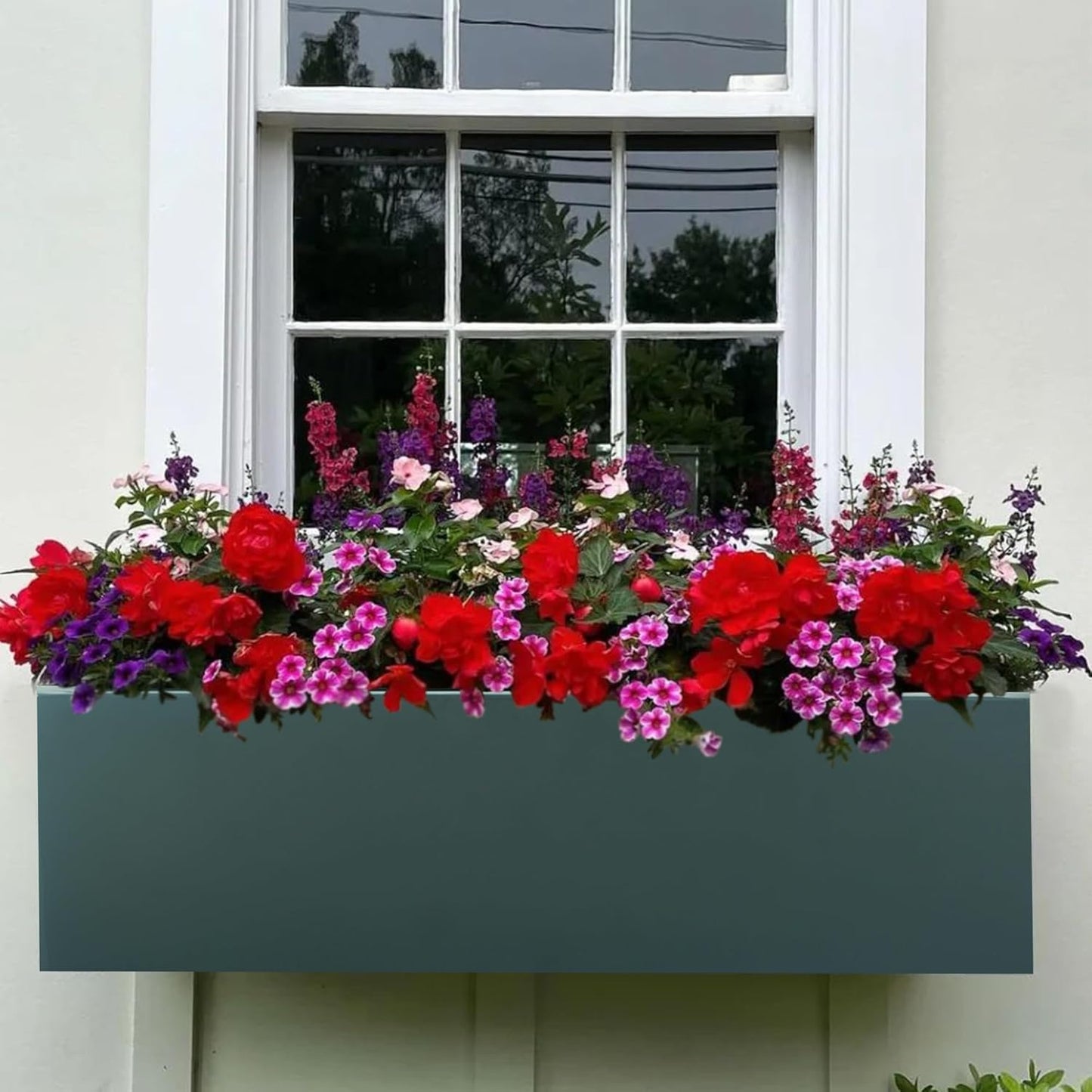 Metal Railing Planter Box, 30 Inch Balcony Planters with Adjustable Brackets, Large Hanging Planters for Outdoor Fence Deck