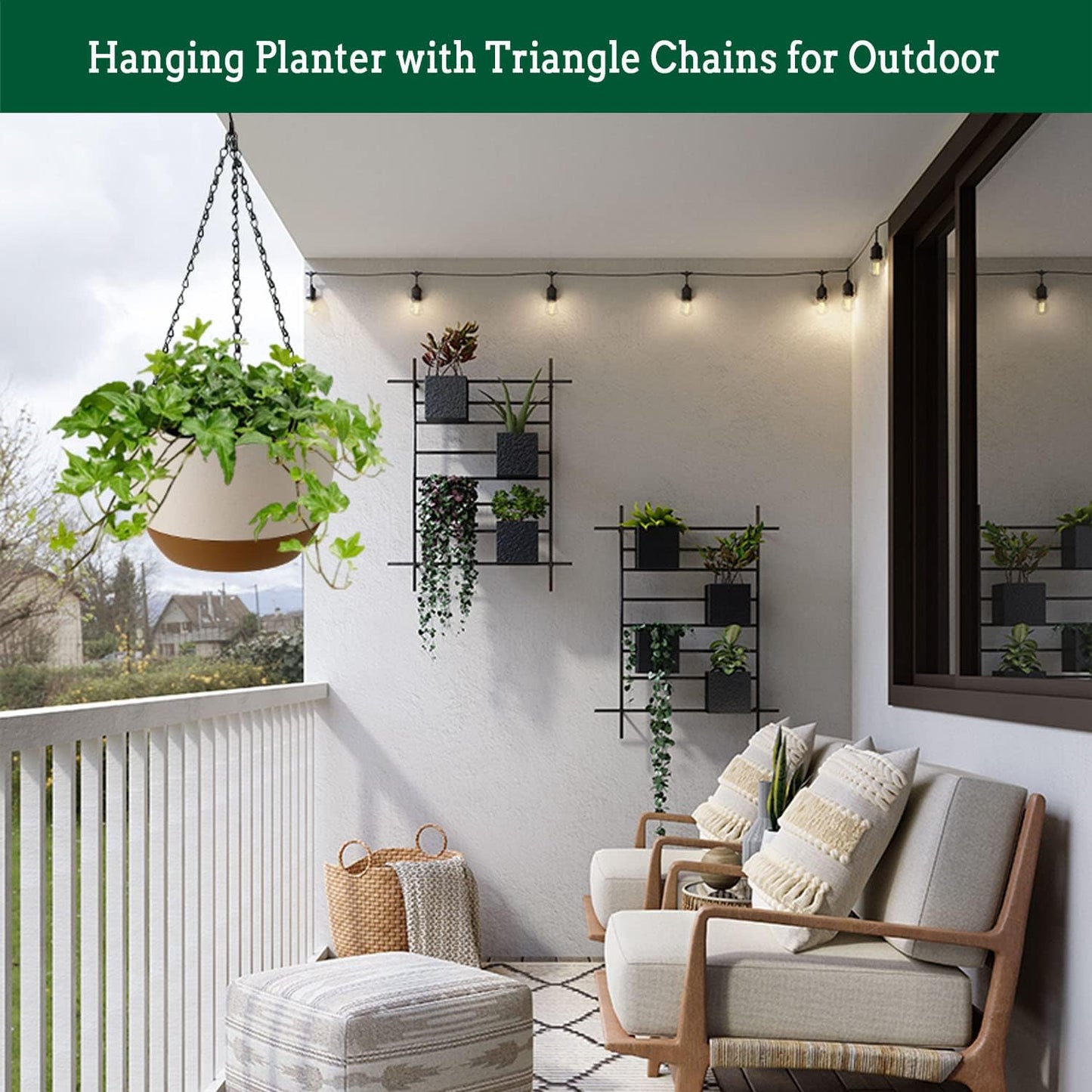 Hanging Planters for Indoor Plants, 2 Pack 10 Inch Self Watering Pots with Macrame Plant Hanger, Hanging Baskets Holder for Outdoor Garden Home Ceiling Window Decor