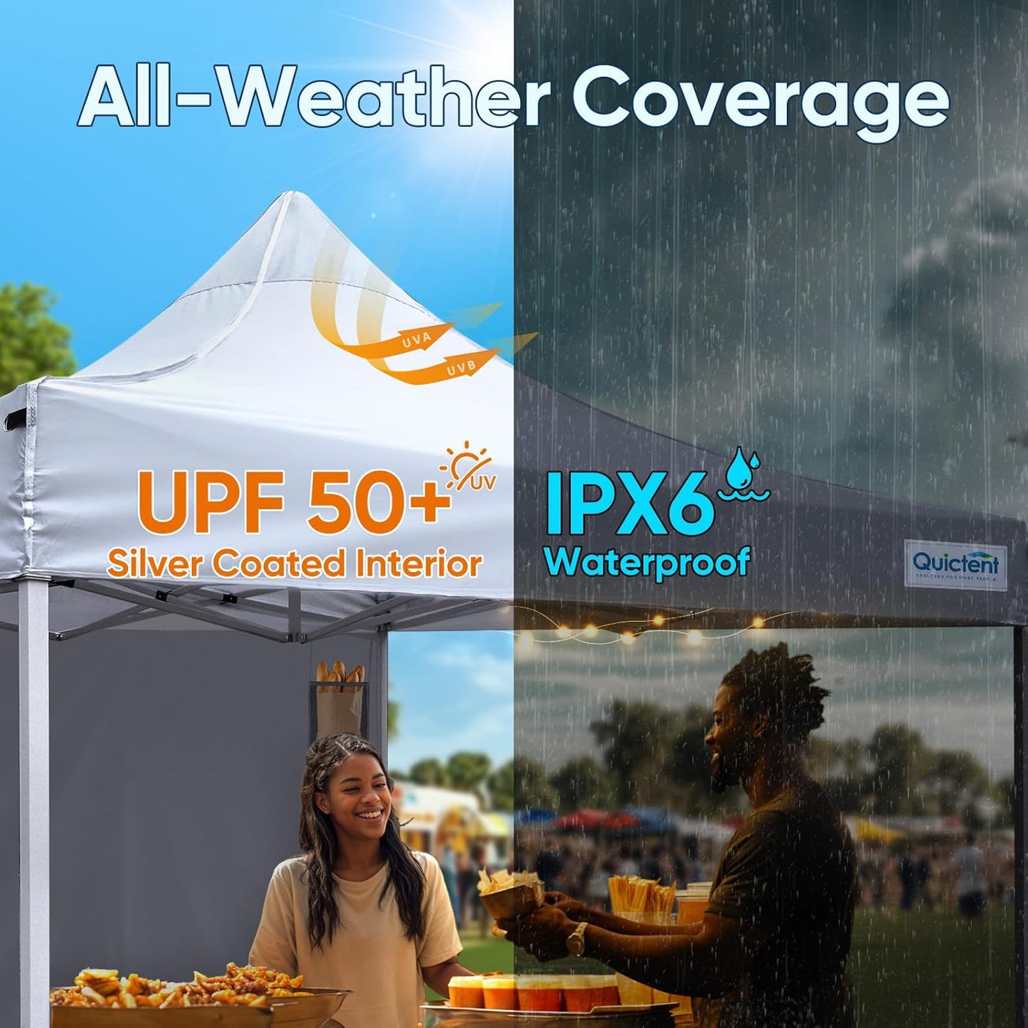Quictent 10x10 Heavy Duty Pop Up Canopy Tent- Easy up Outdoor Commercial Canopies, Waterproof, 11ft Interior Height, Easy Setup, Includes Sand Weight Bags and Wheeled Carry Bag