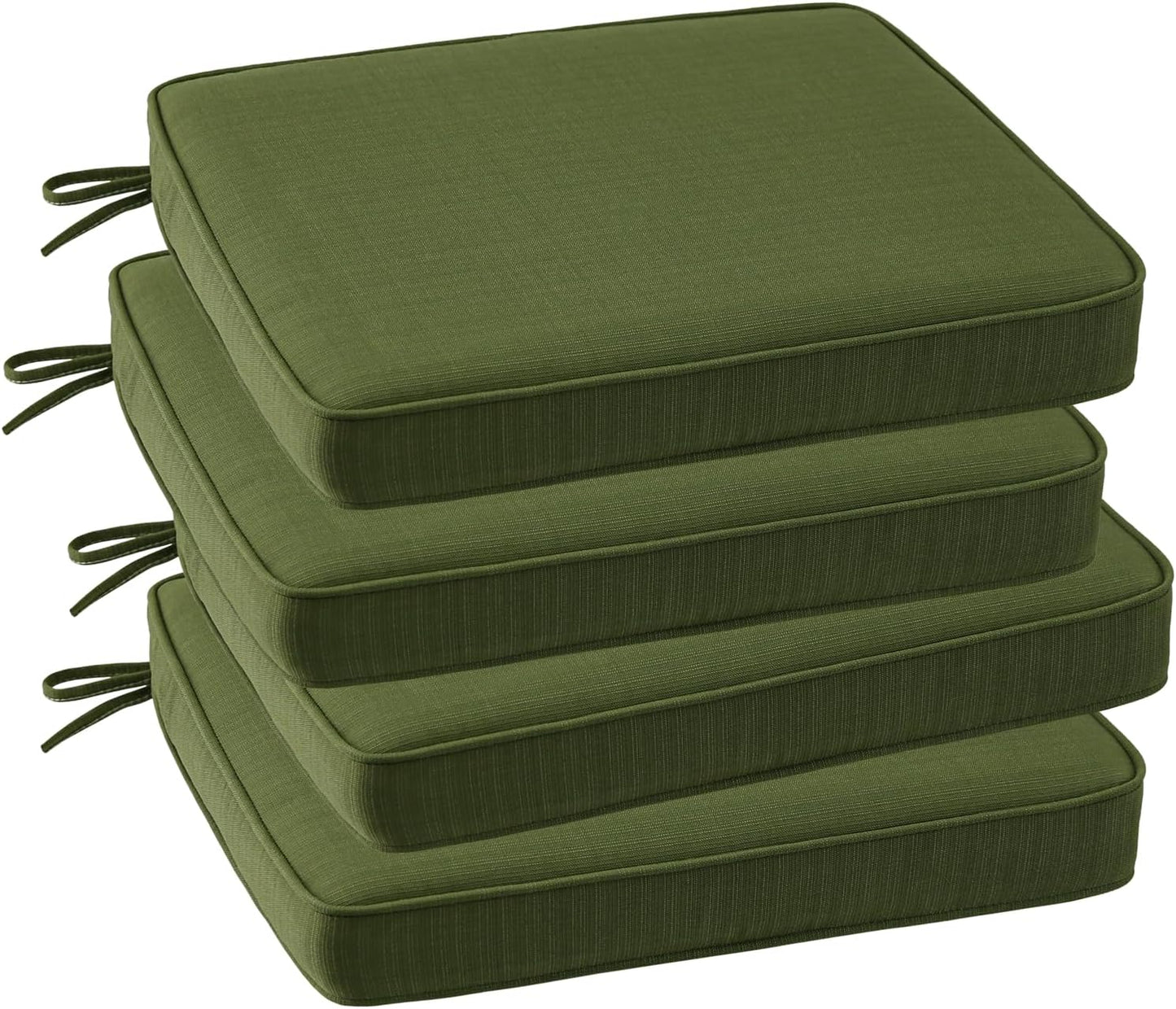 Outdoor Square Corner Seat Cushion, 19"x19"x3", Set of 4, Non Slip Seat Cushion Pads with Removable Cover for Patio Furniture, Garden Yard Lawn, Deep Forest Green