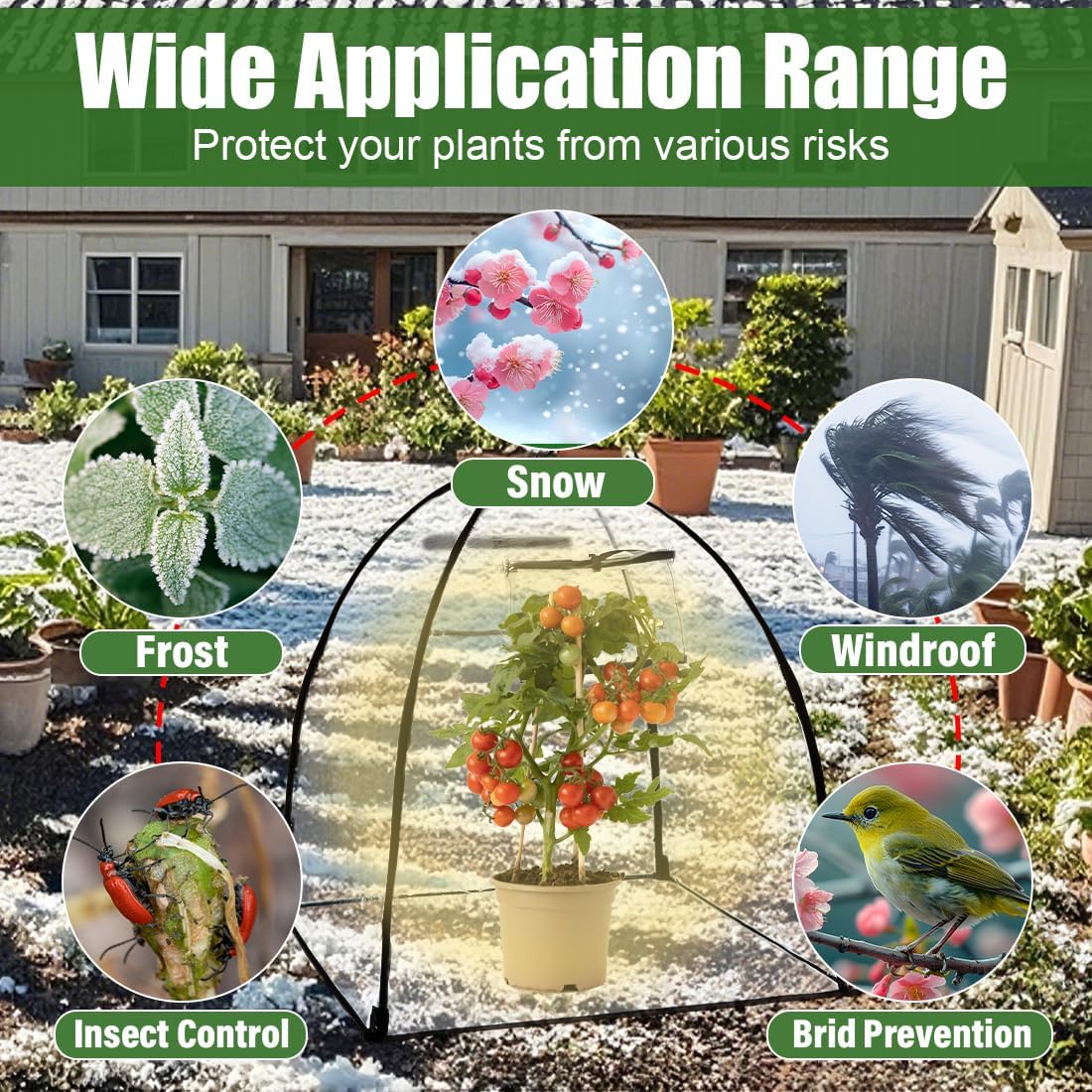 Plant Covers Freeze Protection, Outdoor Garden Frost Cover, Plant Covers from Animals, garden cloches for plants, Reusable Shrub Small Greenhouse, Potted Fruit Pest Protector Large(Transparent,2-Pack)
