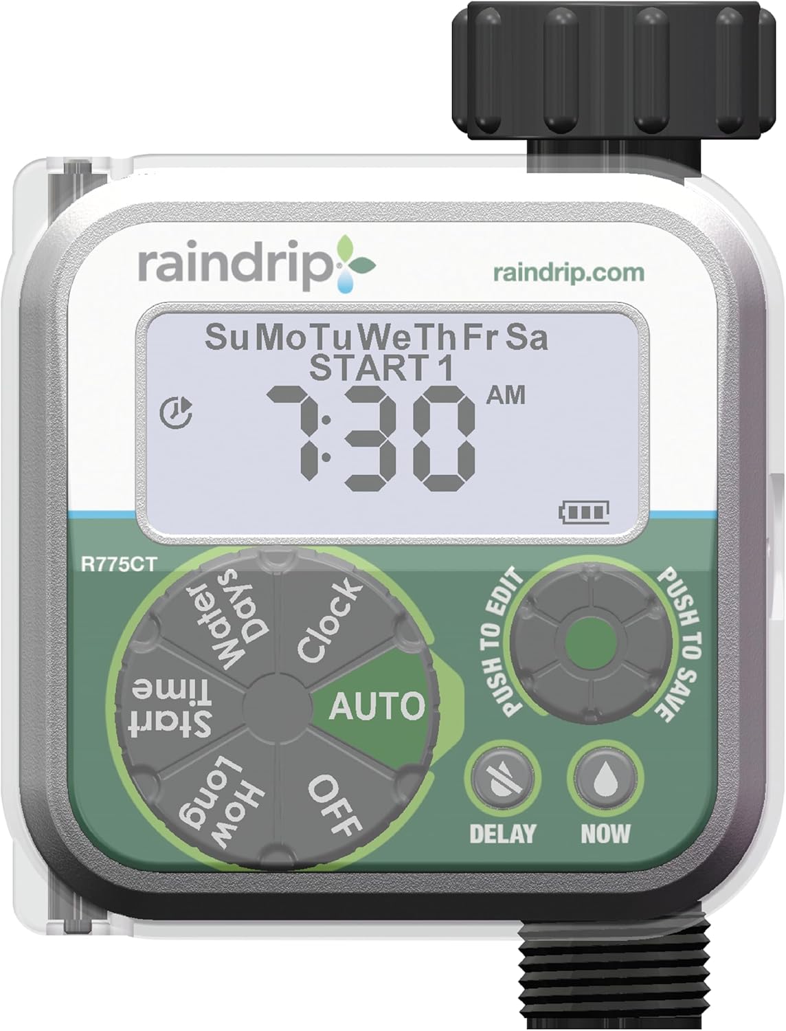 Raindrip Digital Hose-End Automatic Water Timer, Connects to Garden Faucets and Hose Bibbs, with Back-Lit LCD Screen for Drip Irrigation, Garden, Self-Watering, Grey