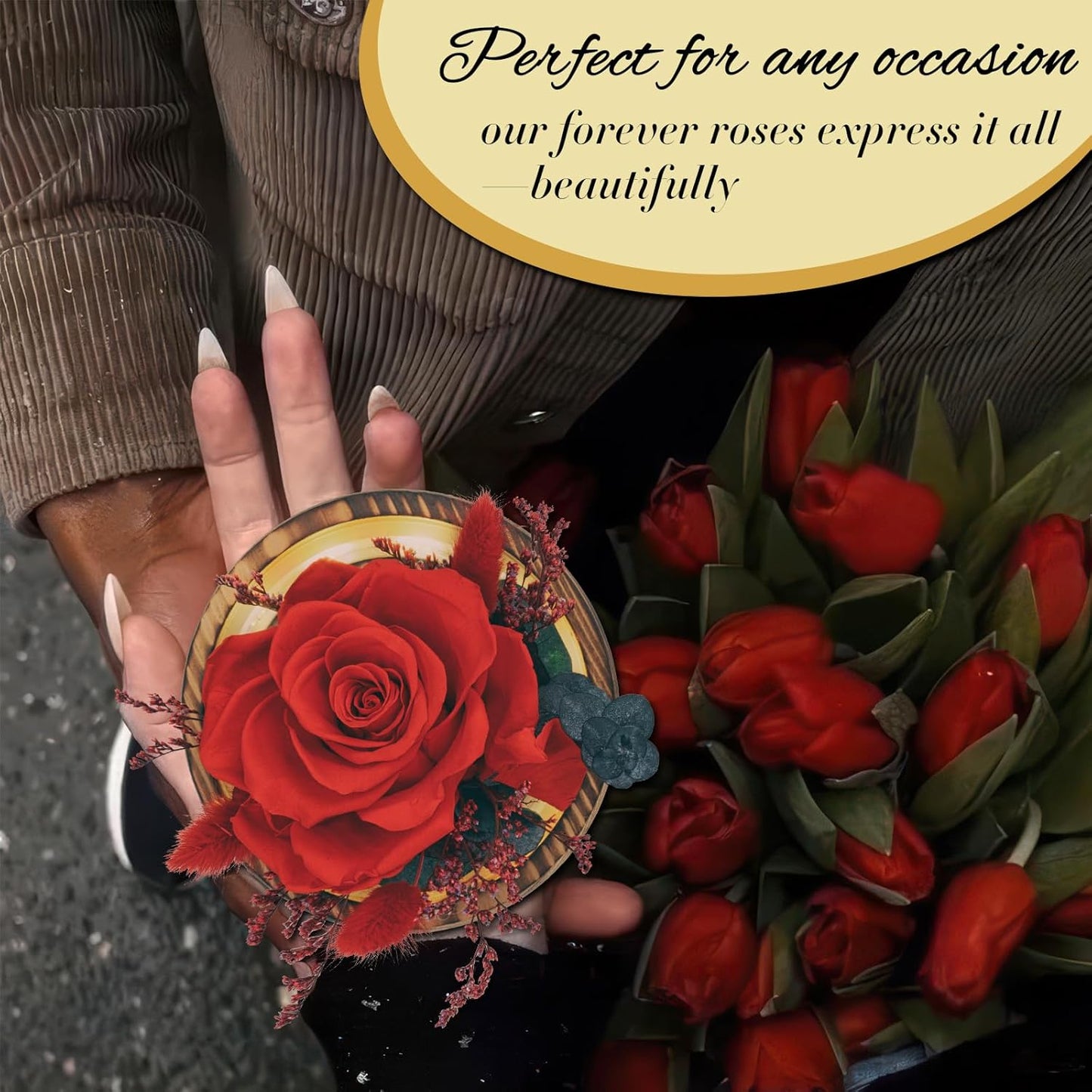 Forever Roses Flowers Gifts, Gifts for Mom, Birthday Gifts for Women, Preserved Flowers Fresh Bouquet, Flowers for Delivery Prime, Valentines, Mothers, Christmas, With LED Light Battery Included