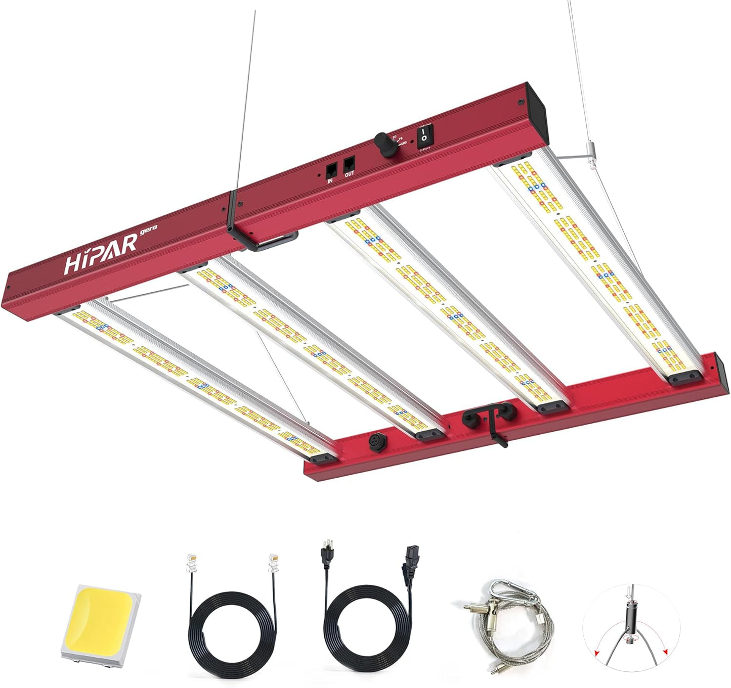 HIPAR HG-2500 LED Grow Light 250 watt Grow Light Foldable 4 Bars More Even PPFD & 0-10V Control & 100 Sets Daisy Chain in2x4 GrowTent