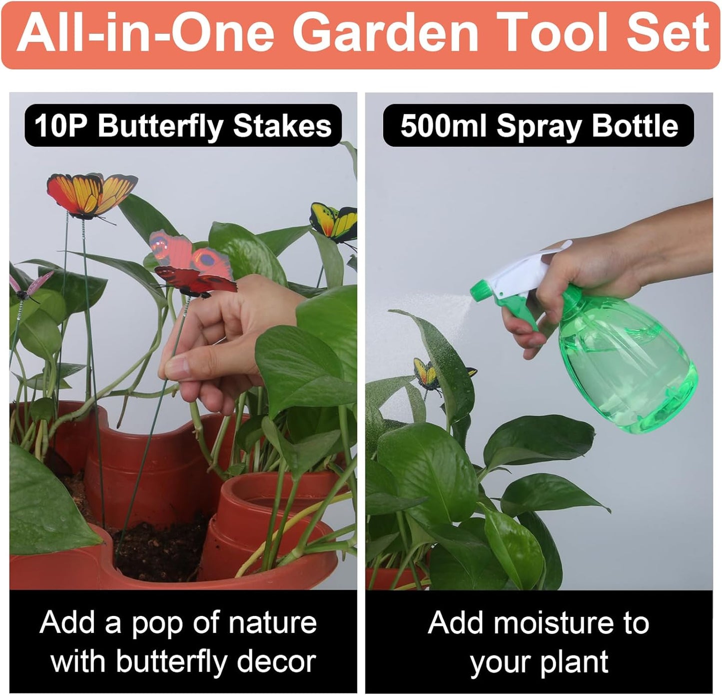 DUNCHATY Stackable Planter, Vertical Strawberry Planter with Garen Tool Set, Self Watering Garden Planter Indoor/Outdoor 5 Tier Herb Planter Pots for Growing Vegetables and Succulents, Clay Red