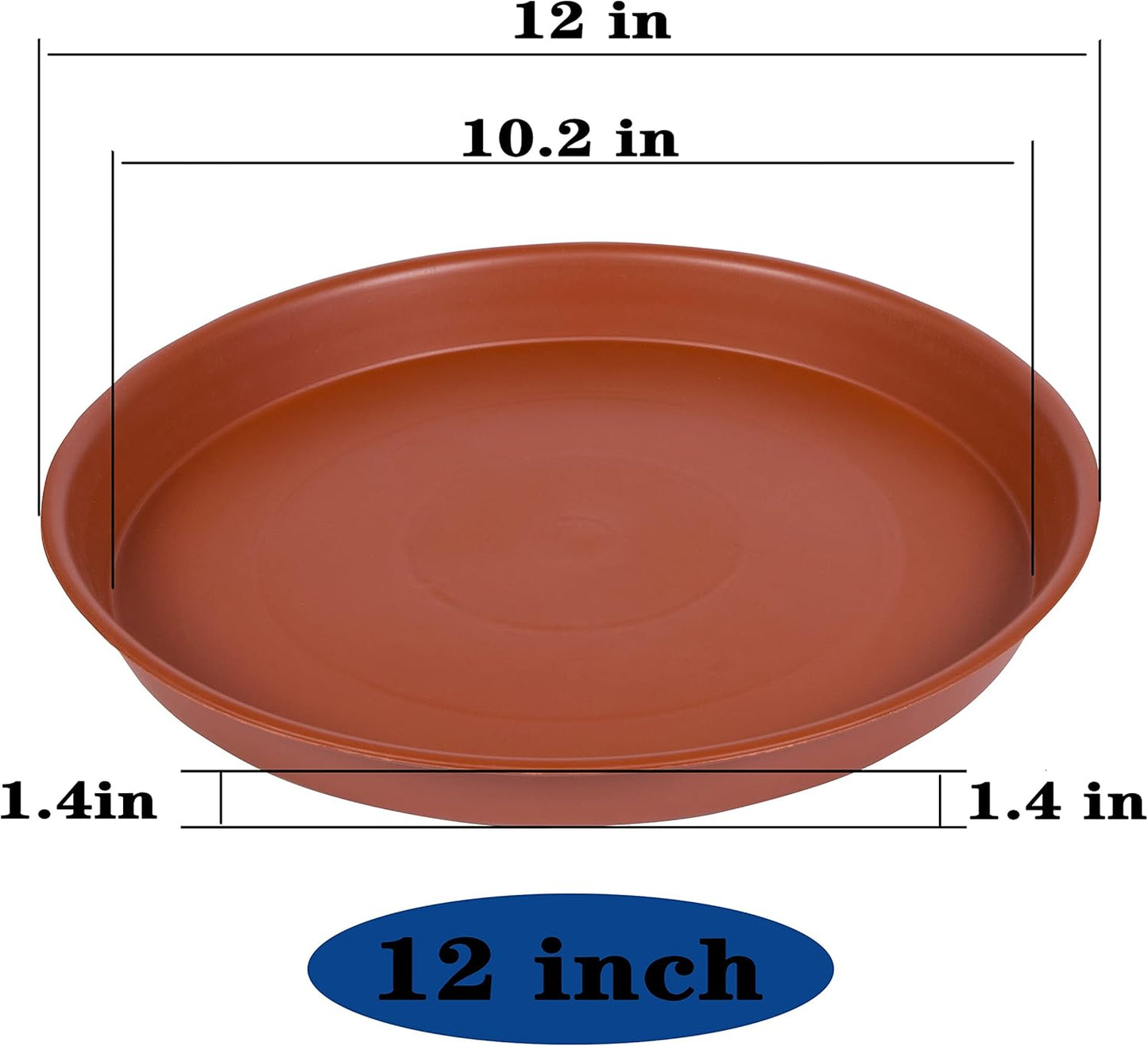 4 Pack of 12 inch Plant Saucer, Heavy Duty Plastic Bird Bath Bowl 12 inch, Plant Tray for Pots, Flower Plant Saucers for Indoors, Plant Trays for Planter 11"/12" (12 inch, Terracotta)