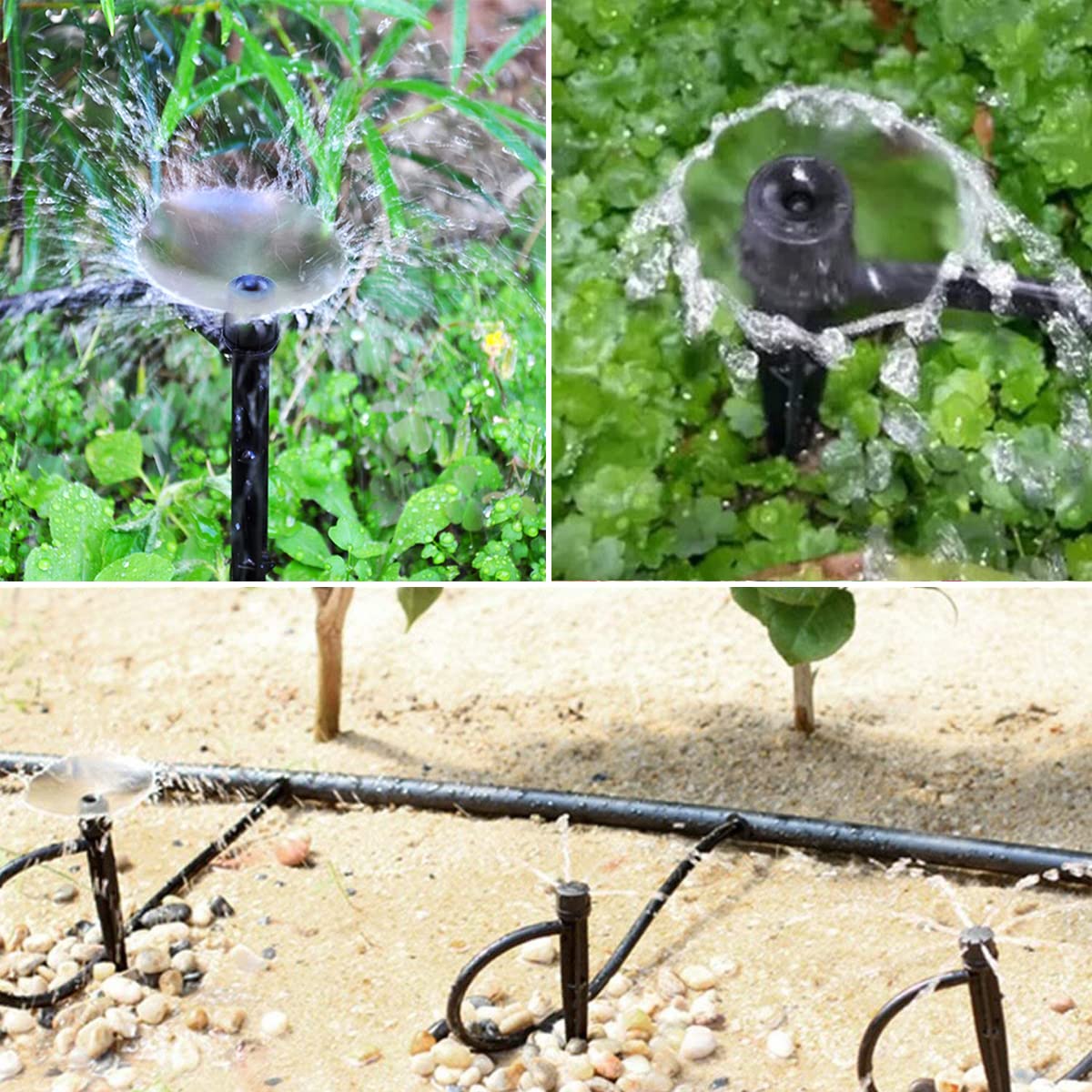 25 Pcs Drip Irrigation Emitters, Adjustable Flow 0-20 GPH Irrigation Drippers with Stake, Full Circle Flow Sprinkler Head, Micro Sprinkler for Garden Patio Lawn Flower Bed