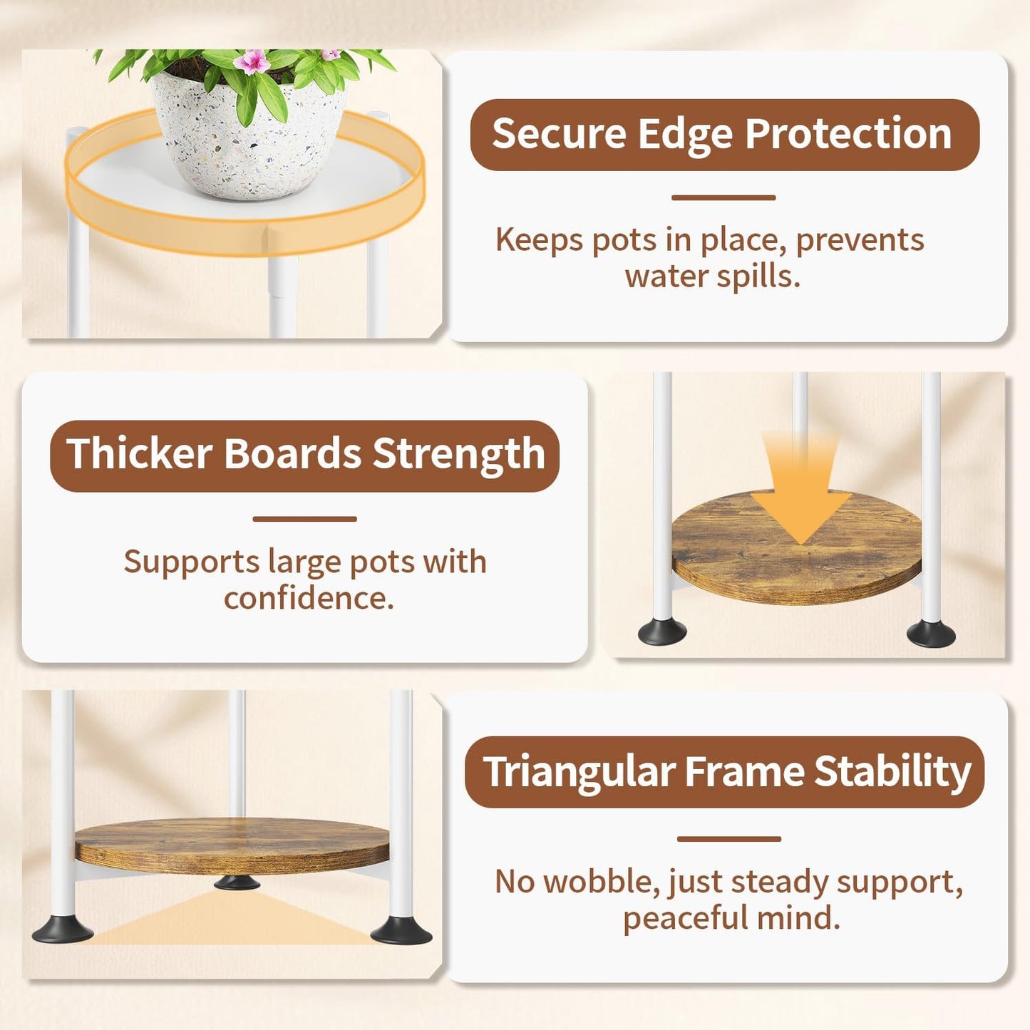 LASZOLA 2 Tier White Plant Stand Indoor for Large Tall Heavy Duty Flower Planter, Metal Vertical Multi Level Rack for Narrow Floor Corner, Sturdy Round Holder Organizer, Modern, Mid Century, Farmhouse