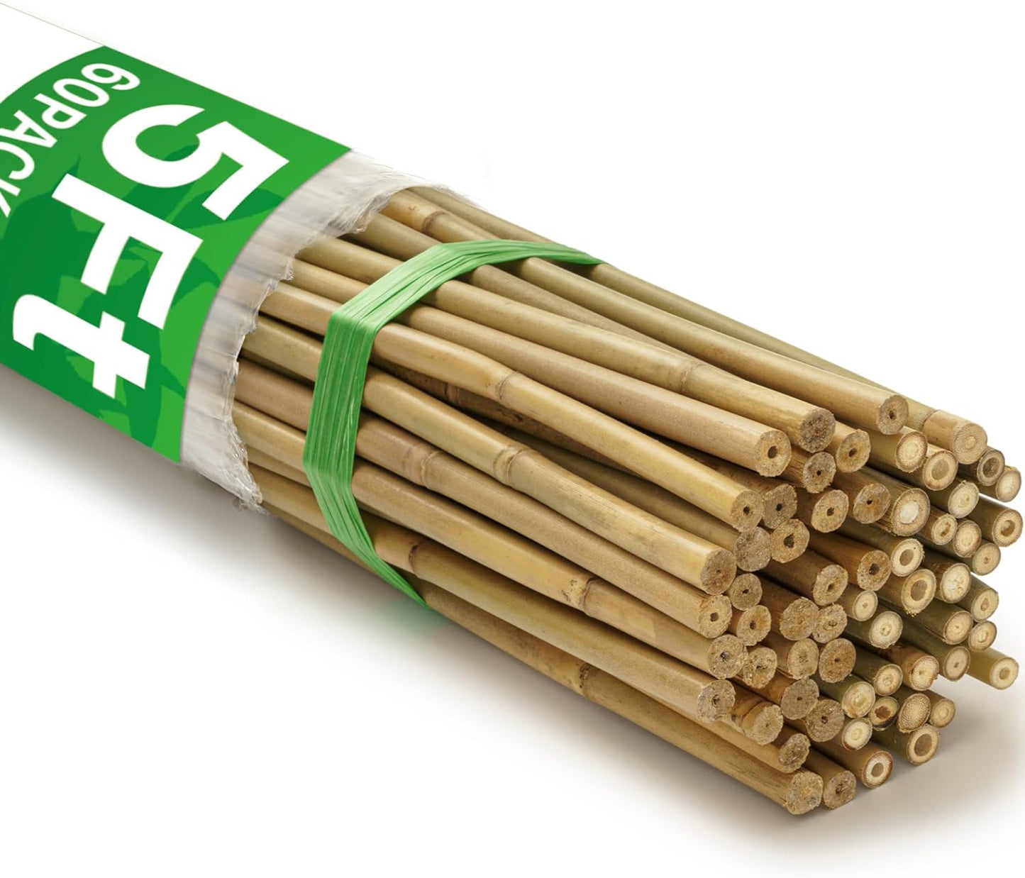 60Pcs Bamboo Stakes for Plant 5 Feet(57.5 inch), Garden Bamboo Plant Stakes for Plants Support, Climbing Plants, Tomatoes, Sunflowers, Beans, Potted Plants, Trees