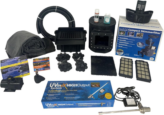 HALF OFF PONDS Savio Select 3,000 GPH Submersible Pump Pond Kit with 15' x 25' EPDM Rubber Pond Liner, UV Clarifier for Water Garden & Koi Pond