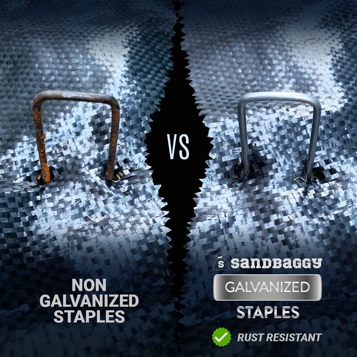 Sandbaggy 6 Inch Long Galvanized Landscape Staples ~ SOD Staples Garden Stakes Square Pins (500 Staples)