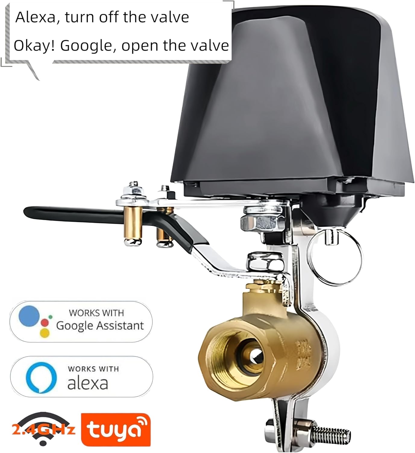 WiFi/ Bluetooth Water Shutoff Valve Timer, Automatic Tuya Smart Watering Time Ball Valve Controller Device for Garden Hose Irrigation, Tuya & Smart Life APP Control Compatible with Alexa