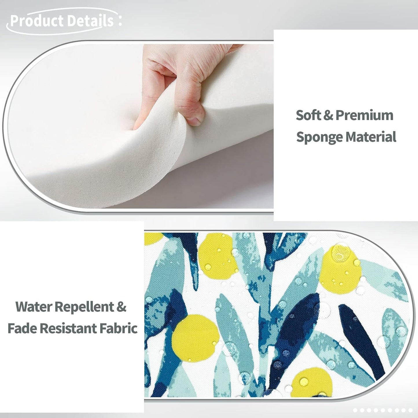 Indoor/Outdoor Chair Cushions 16x17 Inch, Patio Chair Cushions with Ties, All Weather Seat Cushions for Patio Furniture Home Garden Chair Use, Set of 4, Leaves Multi