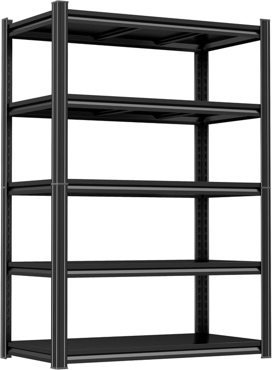 Garage Shelving 3000LBS Storage Shelves 5-Tier Adjustable Metal Shelving Units Garage Storage Shelves Heavy Duty for Industrial, Warehouse, Basement, Commercial, Black