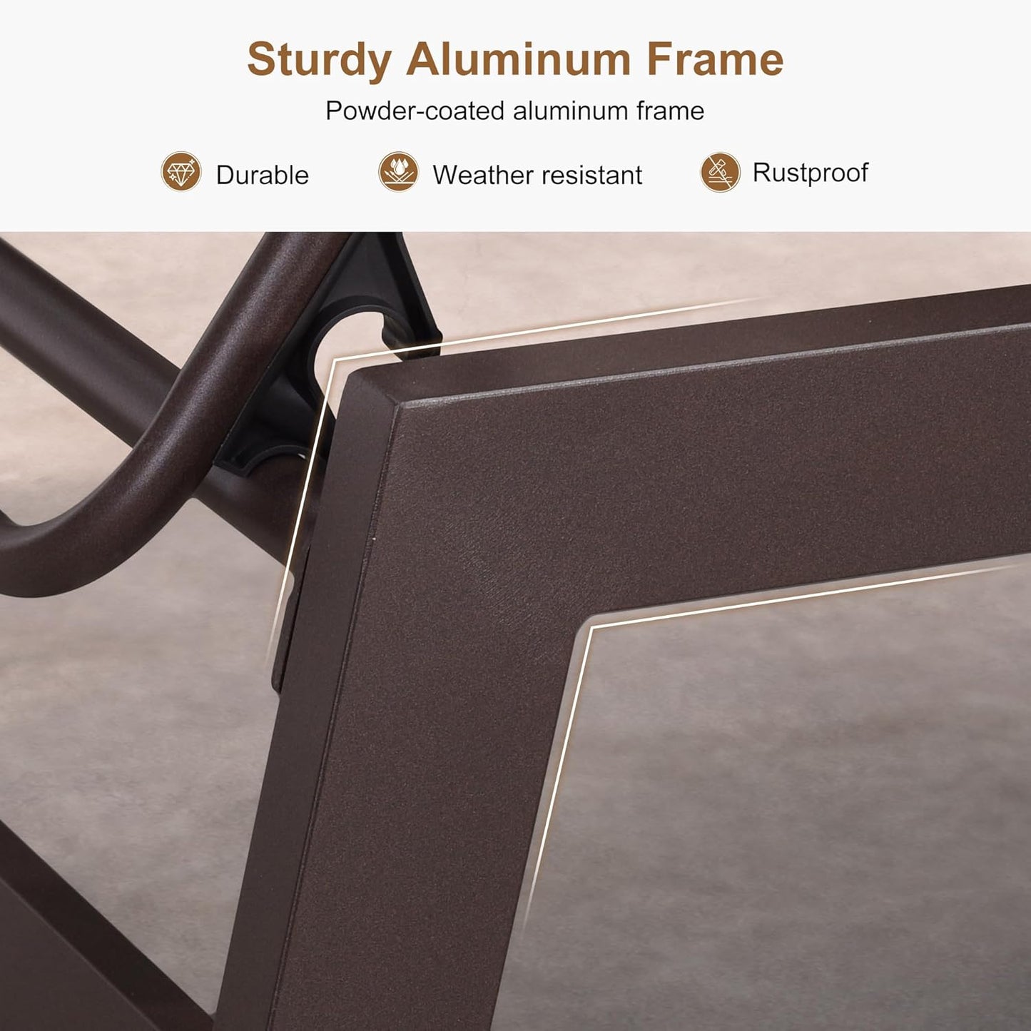 PURPLE LEAF Outdoor Chaise Lounge Chair Set of 3, Pool Lounge Chair for Outside, Aluminum Patio Chaise Lounger with Adjustable Backrest and Wheels for Deck, Outside, Lawn, Garden, Sand Beige