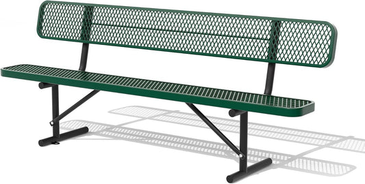 4/6/8 Feet Park Bench for Outside Heavy Duty Metal, Garden Benches Outdoor Bench with Backrest & Portable Frame, for Shopping Malls Stores Parks Patios Decks, Green