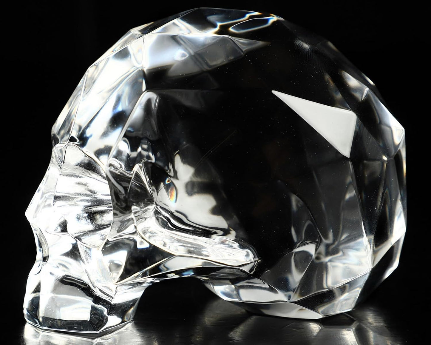 Skullis 3.8" K9 Crystal Skull, Hand Carved Gemstone Fine Art Sculpture, Reiki Healing Stone Statue.828