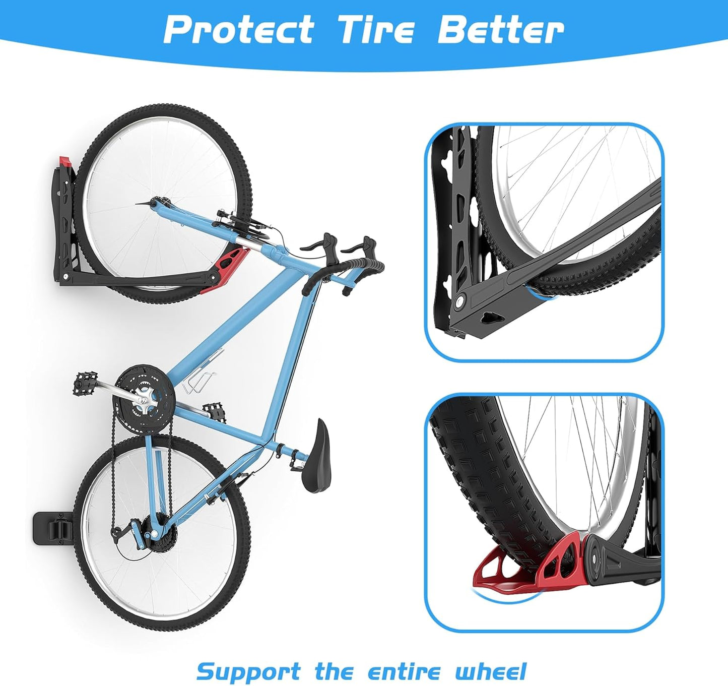 WALMANN BIKEPAL No Lifting Wall Mount Swivel Bike Rack, Vertical Bike Wall Hangers for Garage Space Saving Bike Storage Solution(2 Pack)