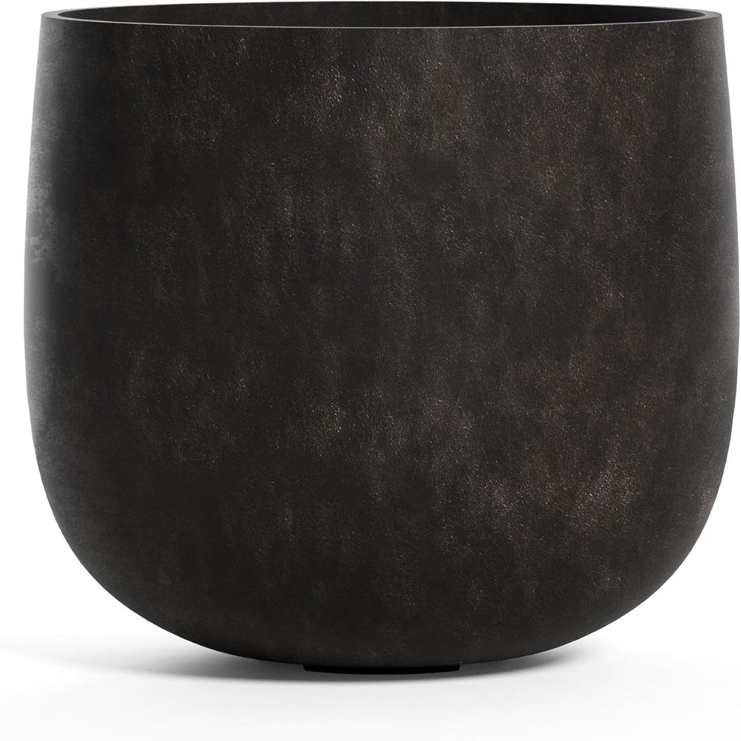 Mondo Large Planter – Brown Stone Finish – Fiberglass Indoor/Outdoor and Weather-Resistant Round Planter (19.7" D x 19.1" H Exterior, 18.5" D x 18.5" H Interior)