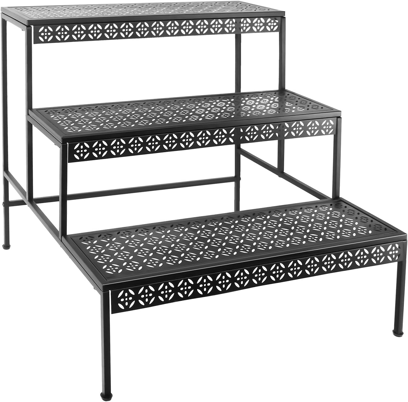 3 Tier Metal Plant Stand, Ladder Flower Pot Holder Plant Stands, Tiered Plant Stand Outdoor Storage Organizer Rack for Home Garden Patio Balcony