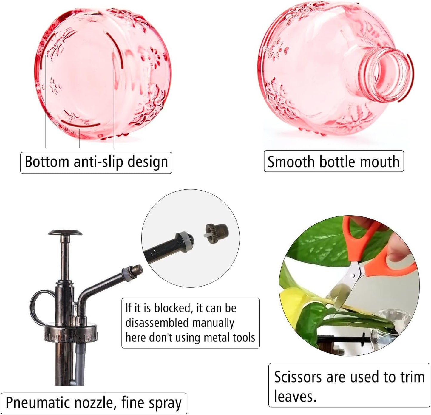 XXXFLOWER Glass Plant Mister Spray Bottle for Indoor Plant Spritzer Succulent Watering Bottle Tall Vintage Style with Bronze Plastic Top Pump