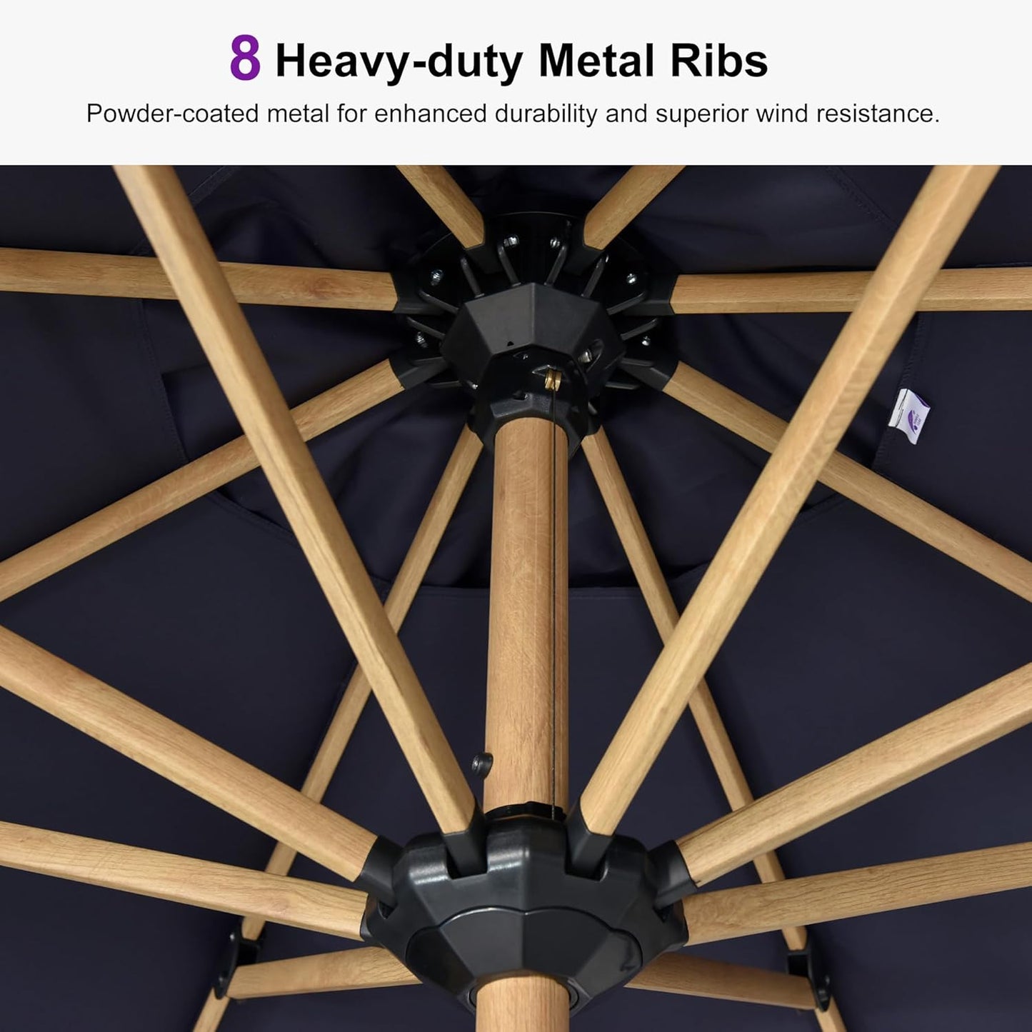 PURPLE LEAF 10' x 10' Square Patio Umbrella Outdoor Table Umbrella Aluminum Market Umbrella with 8 Sturdy Ribs & Crank Outdoor Umbrellas for Garden Deck Patio, Navy Blue