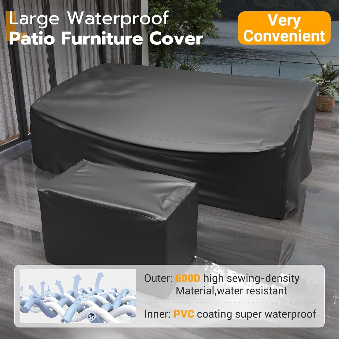 UDPATIO Patio Furniture Set with Fire Pit Table, 8 Piece Outdoor Sectional Modular Sofa, Wicker Outdoor Furniture Conversation Sets with Waterproof Cover for Backyard Deck (Brown/Dark Grey)