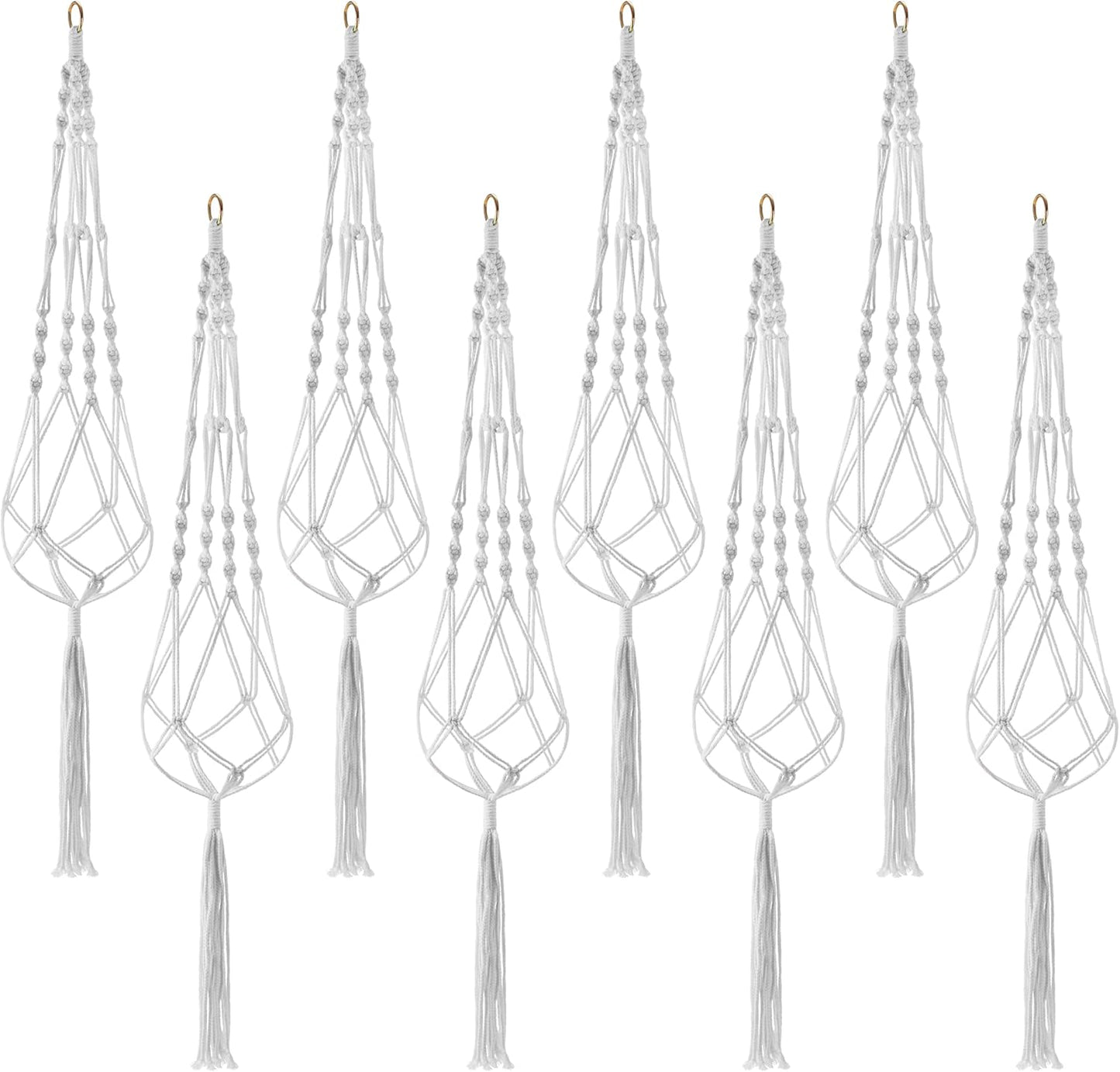 Sorbus Macrame Plant Hanger (8 Pack) Indoor Outdoor Hanging Plant Pots Cotton Rope, Elegant for Home, Patio, Garden (White)